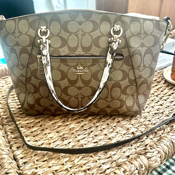 Coach Tan and Black Signature Tote - Picture 2 of 5